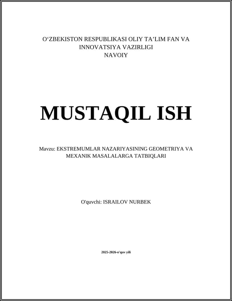 Variatsiyalar hisobining asosiy prinsiplari