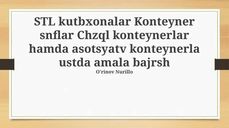 STL Konteyner Sinflari