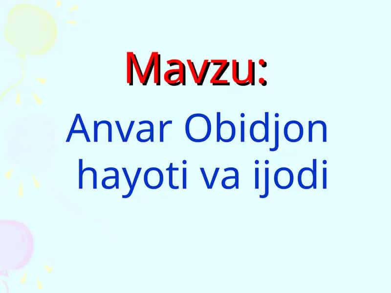 Anvar Obidjon