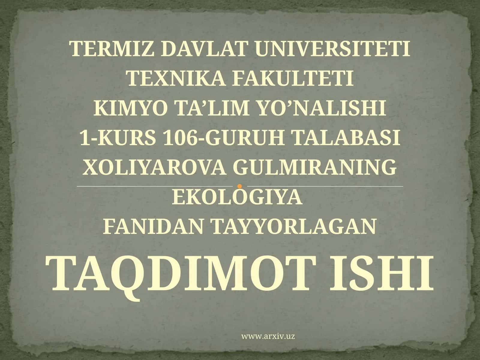 Ekologik ta'lim tarbiya