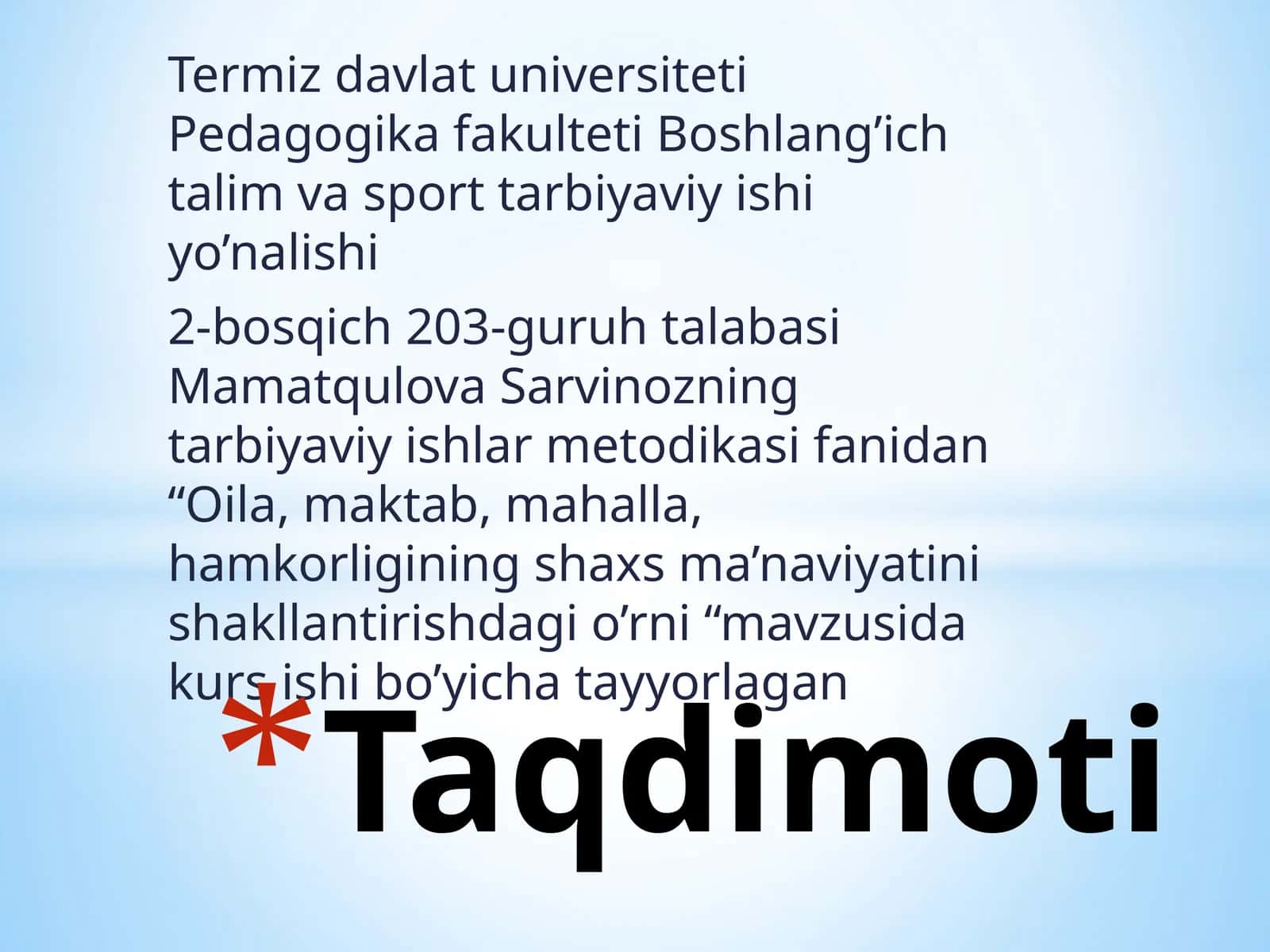 Oila, maktab, mahalla, hamkorligi