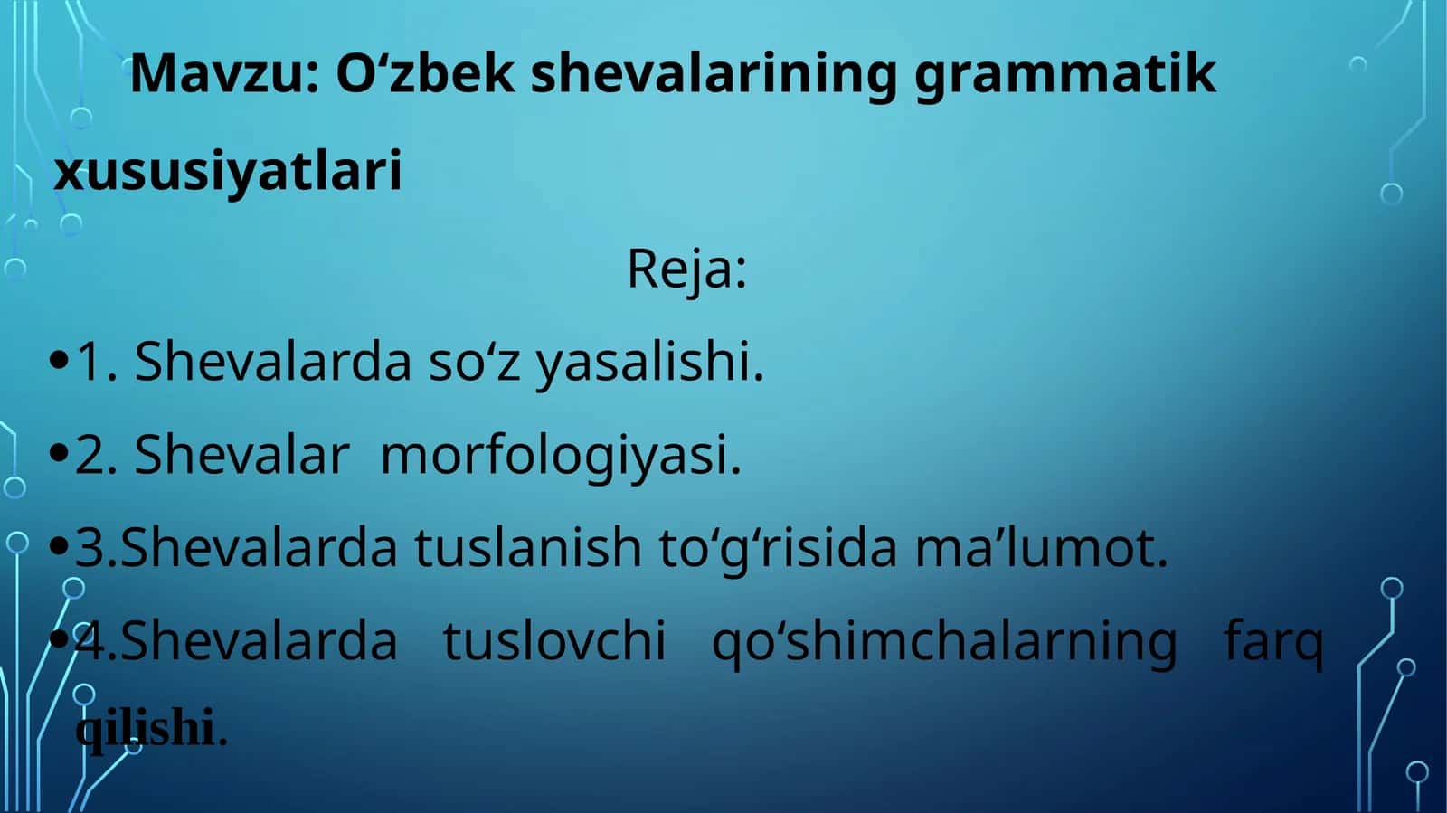 O‘zbek shevalarining grammatik xususiyatlari