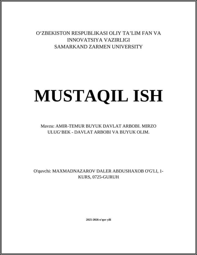 AMIR-TEMUR BUYUK DAVLAT ARBOBI. MIRZO ULUG‘BEK - DAVLAT ARBOBI VA BUYUK OLIM