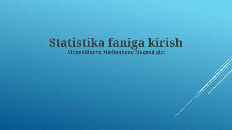 Statistika faniga kirish