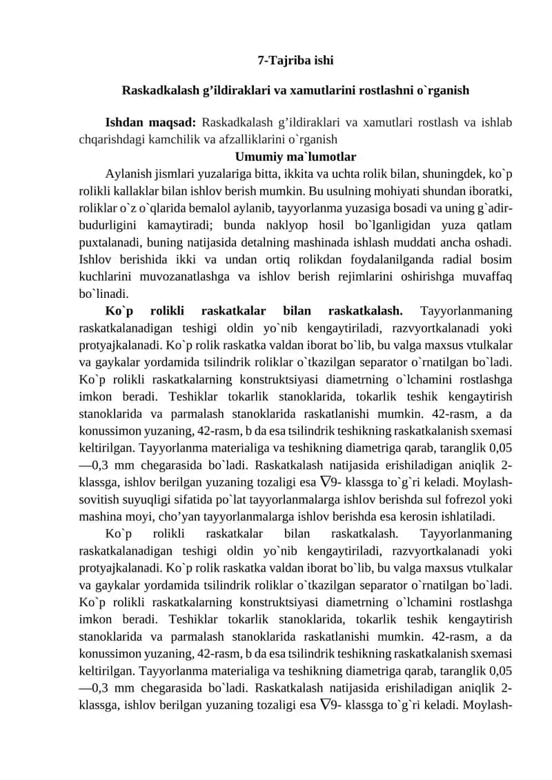 Raskadkalash g’ildiraklari va xamutlarini rostlashni o`rganish