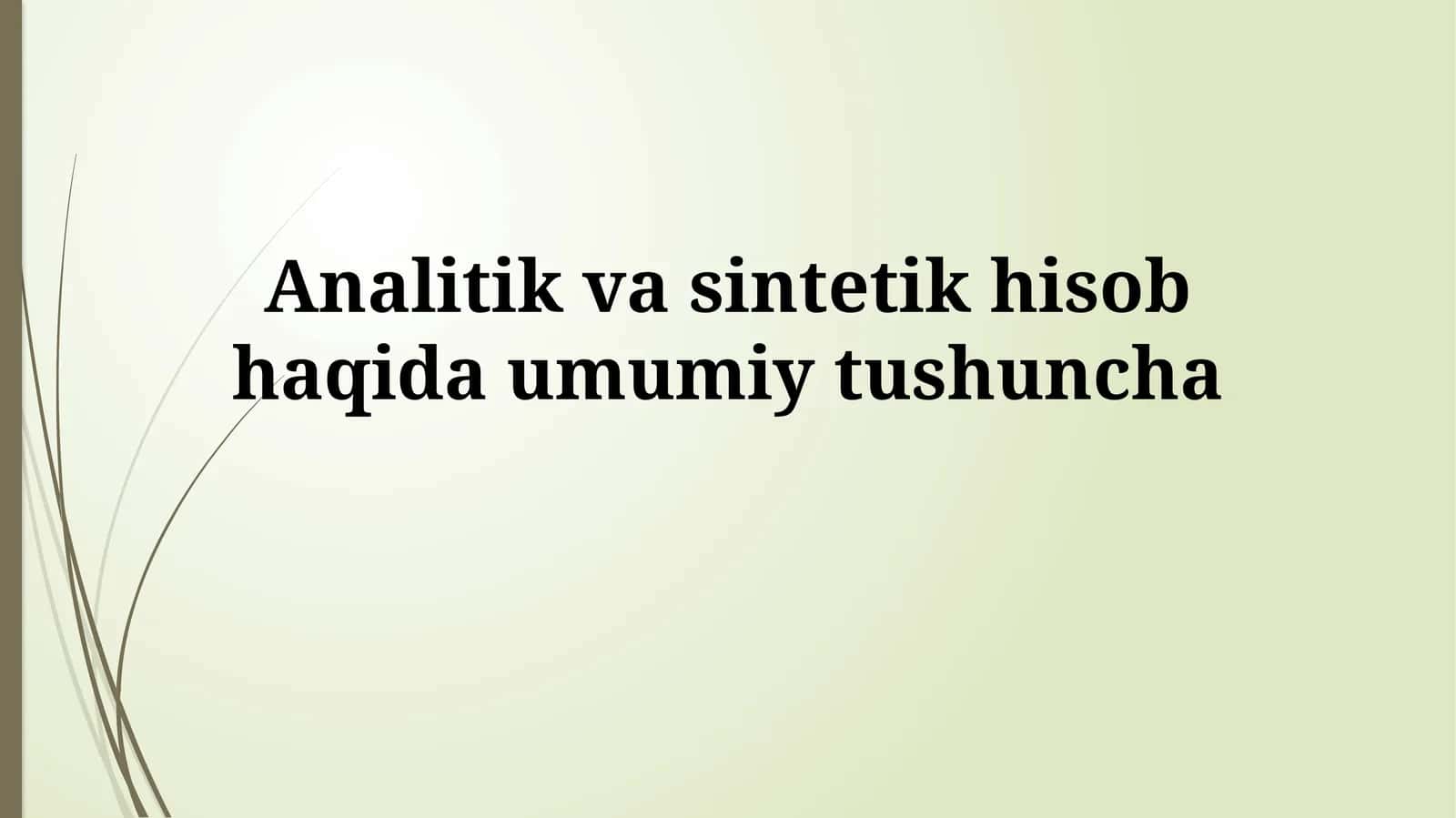 Tahliliy Buxgalteriya Hisobining Mohiyati