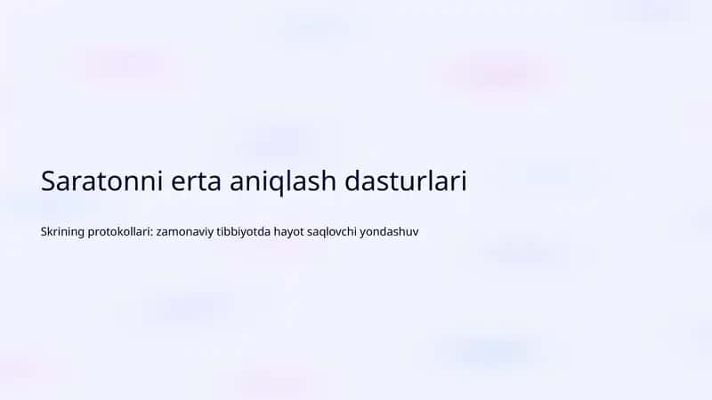 Saratonni Erta aniqlash dasturlari