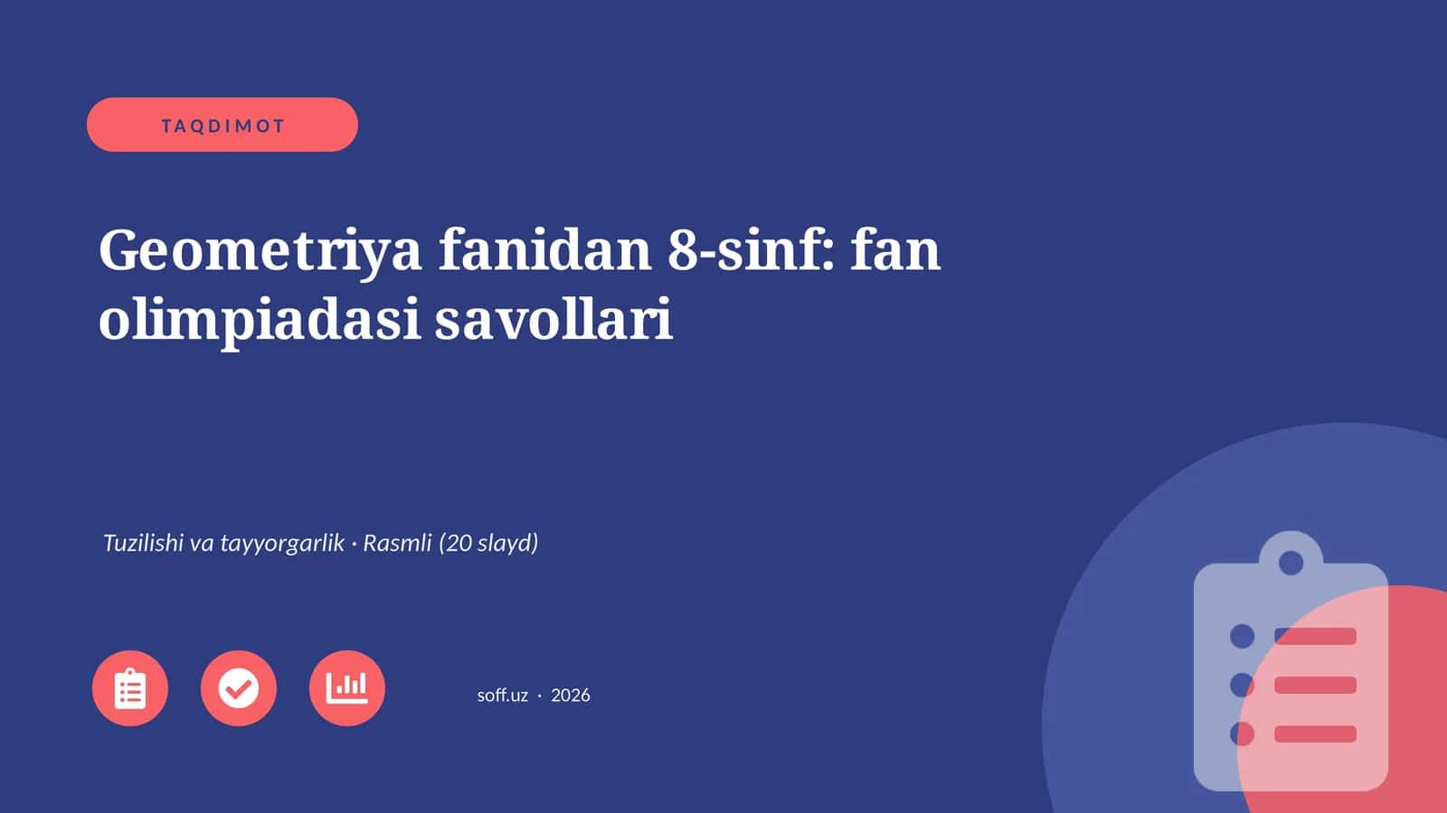 Geometriya fanidan 8-sinf: fan olimpiadasi savollari