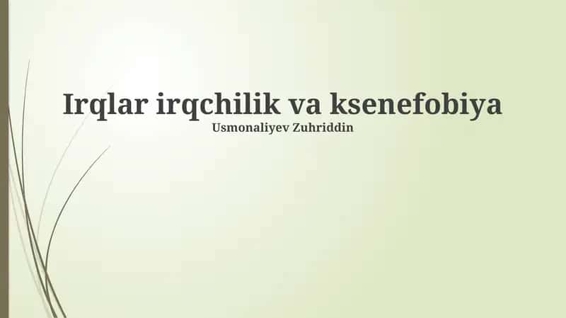 Irqlar irqchilik va ksenefobiya