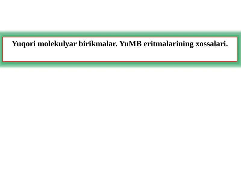 Yuqorimolekulyar birikmalar