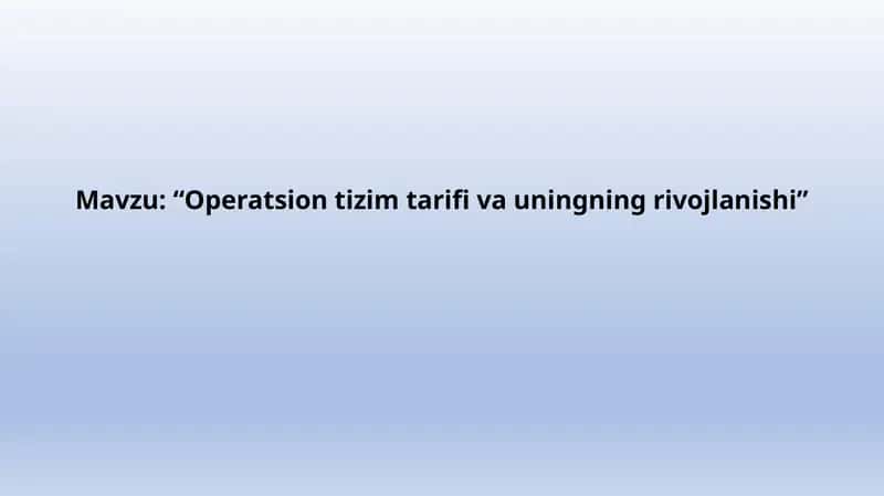 Operatsion tizim tarifi