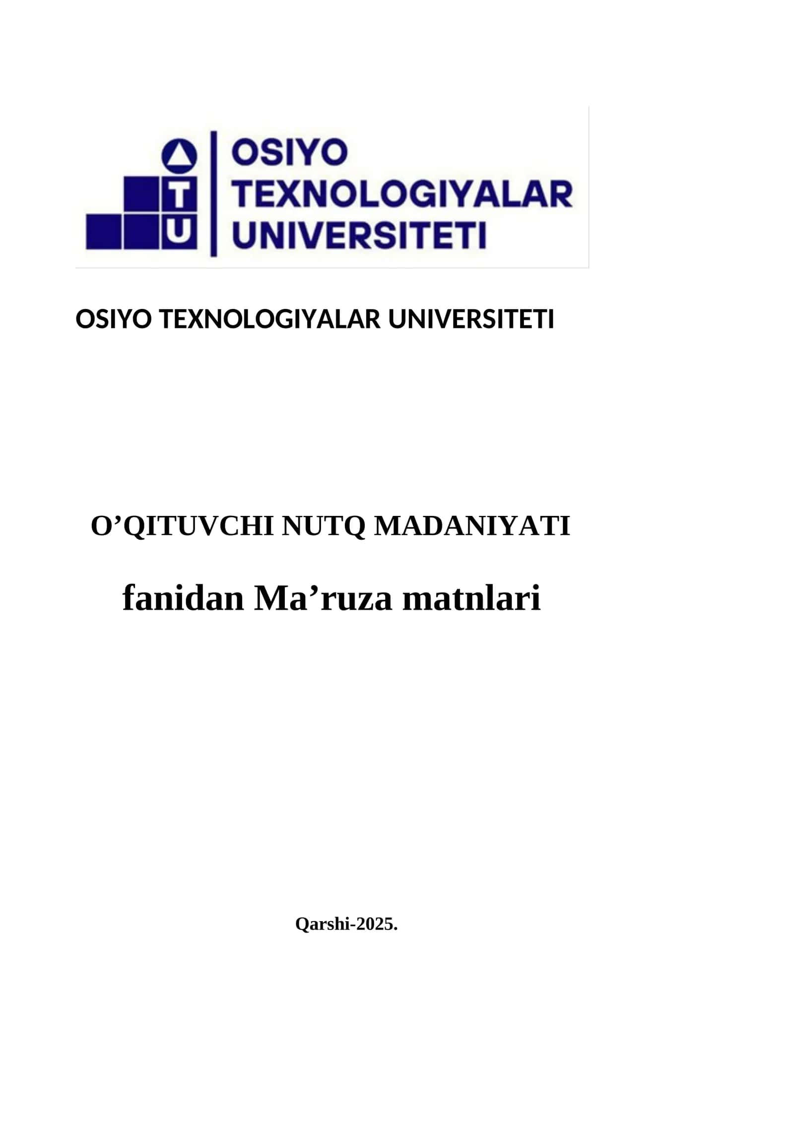 O’QITUVCHI NUTQ MADANIYATI