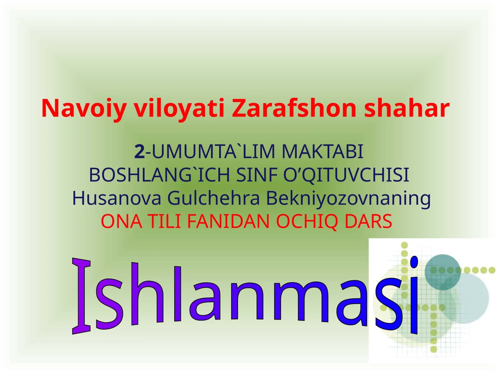 Ona tili fanidan ochiq dars