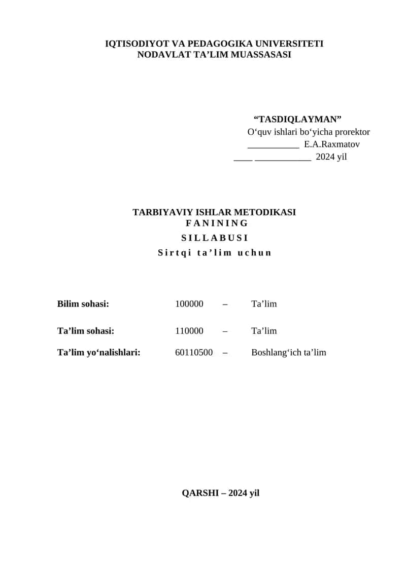 Tarbiyaviy ishlar metodikasi