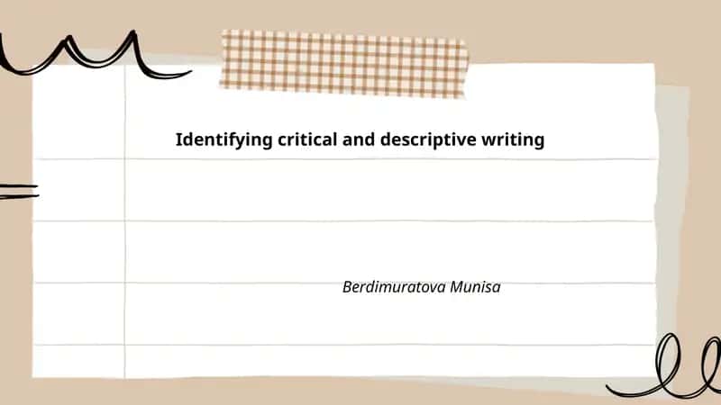 Identifying critical and descriptive writing
