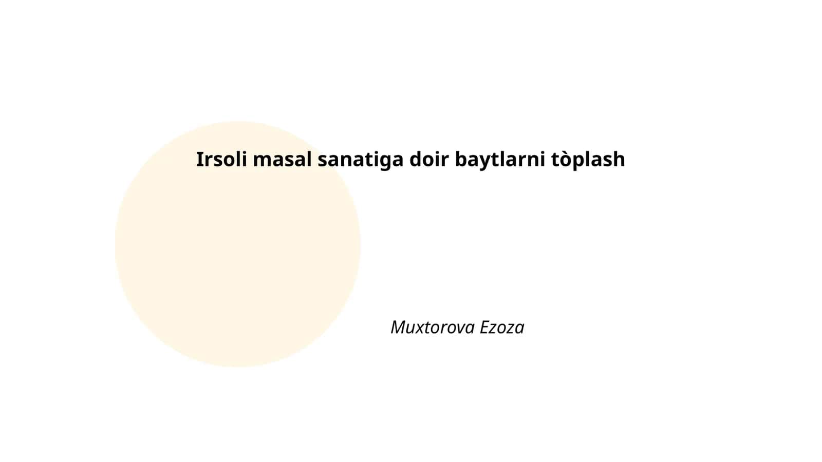 Irsoli masal san'ati baytlari