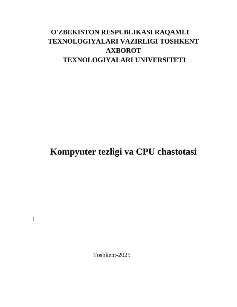 Kompyuter tezligi va CPU chastotasi