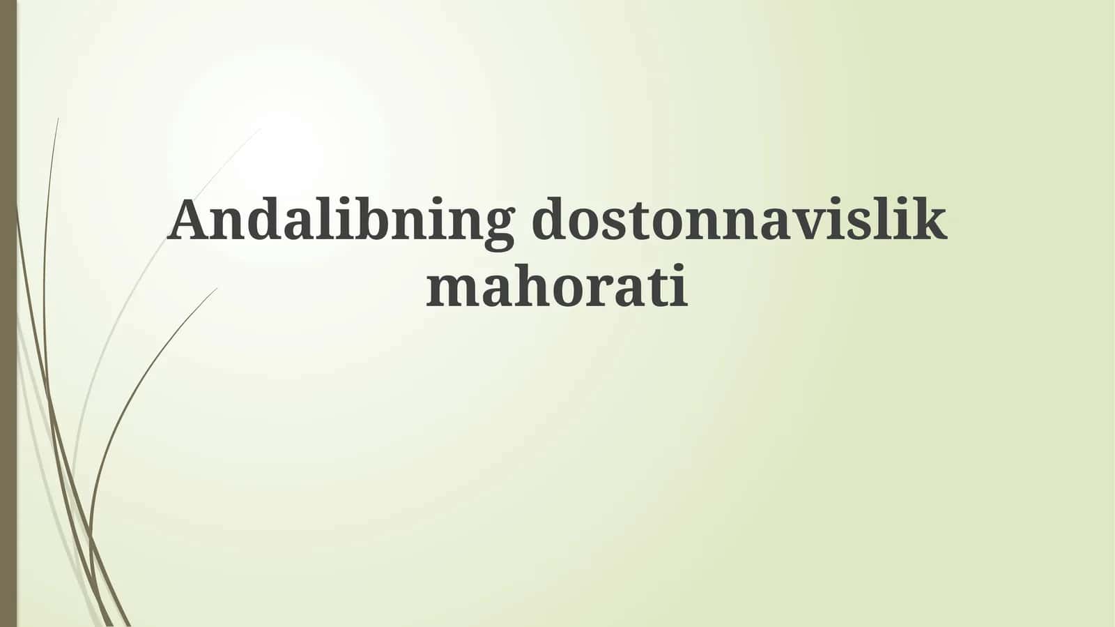 Andalibningdostonnavislikmahorati
