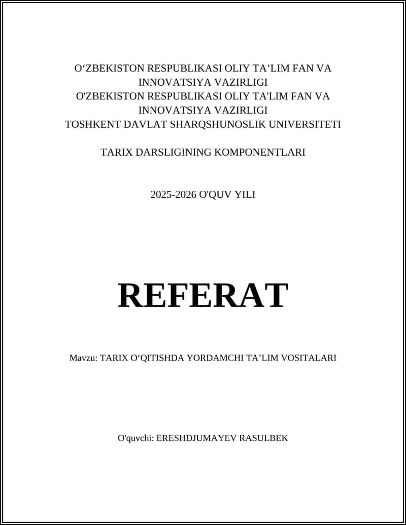 TARIX OʻQITISHDA AUDIOVIZUAL YORDAMCHI VOSITALAR