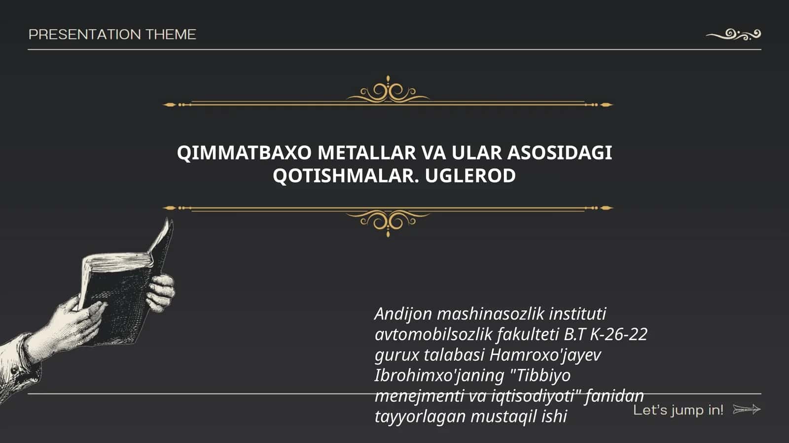 QIMMATBAXO METALLAR VA ULAR ASOSIDAGI QOTISHMALAR. UGLEROD