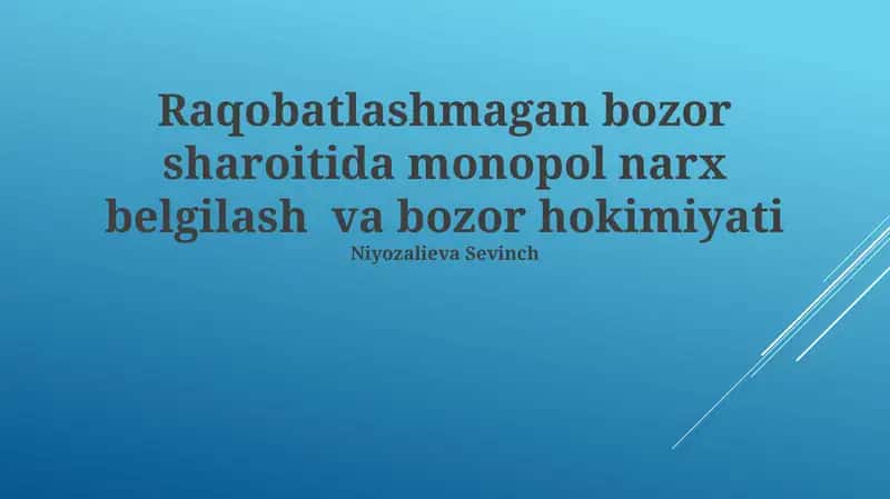 Monopoliya Narxlashning Iqtisodiy Oqibatlari