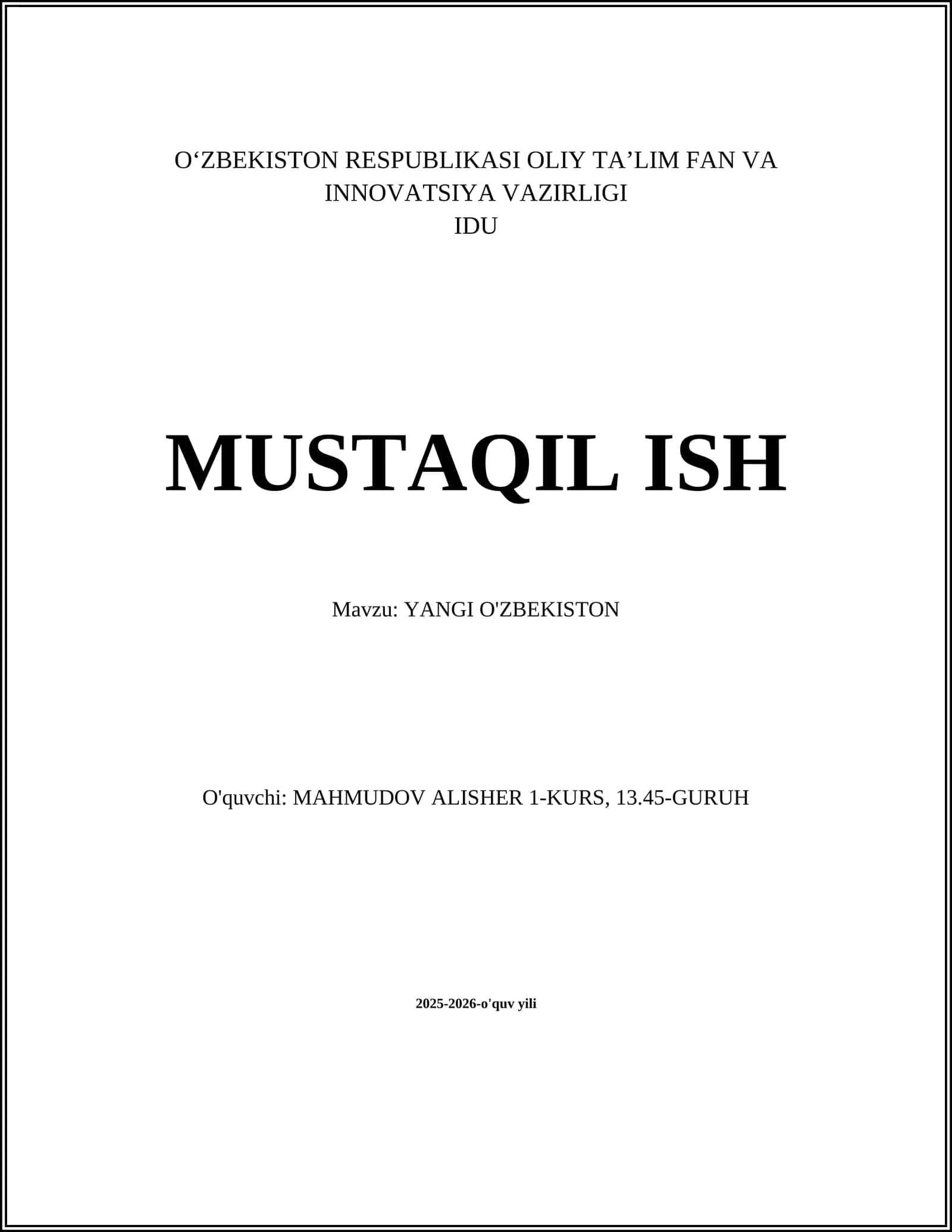 Yangi O'zbekiston