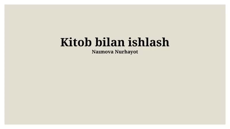 Kitob bilan ishlash