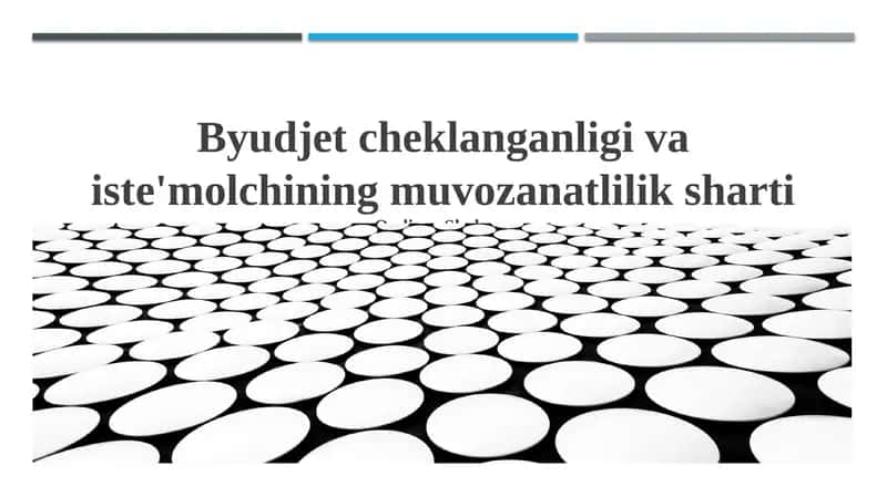 Byudjet cheklanganligi va iste'molchining muvozanatlilik sharti
