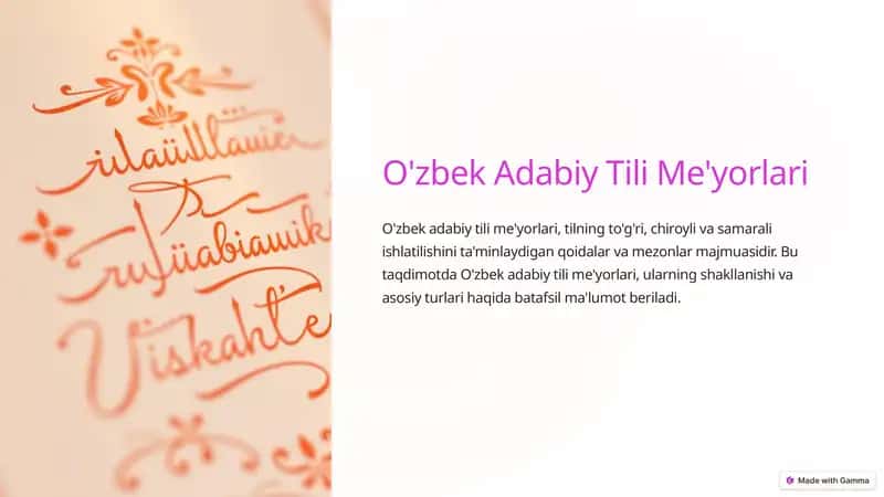 O'zbek Adabiy Tili Me'yorlari