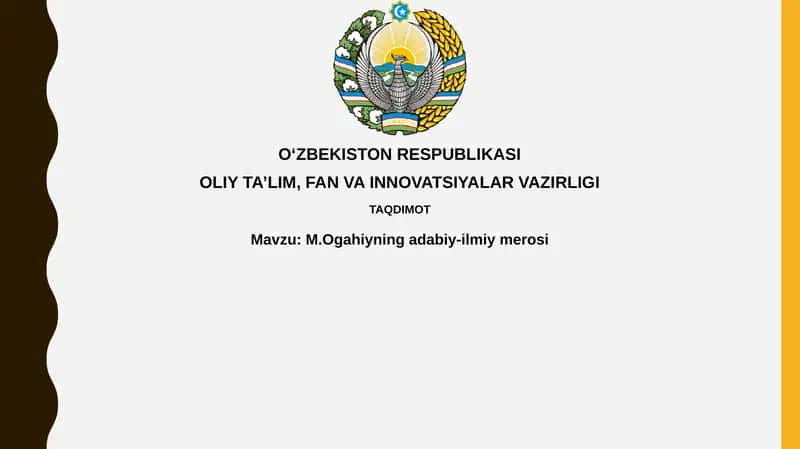 M.Ogahiyning adabiy-ilmiy merosi