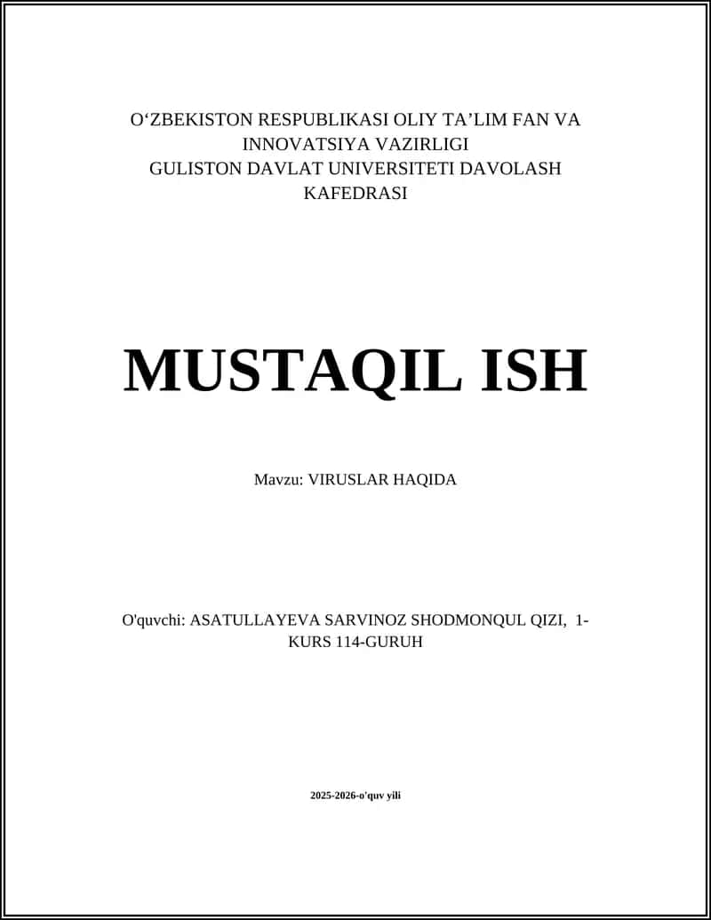 VIRUSLAR HAQIDA