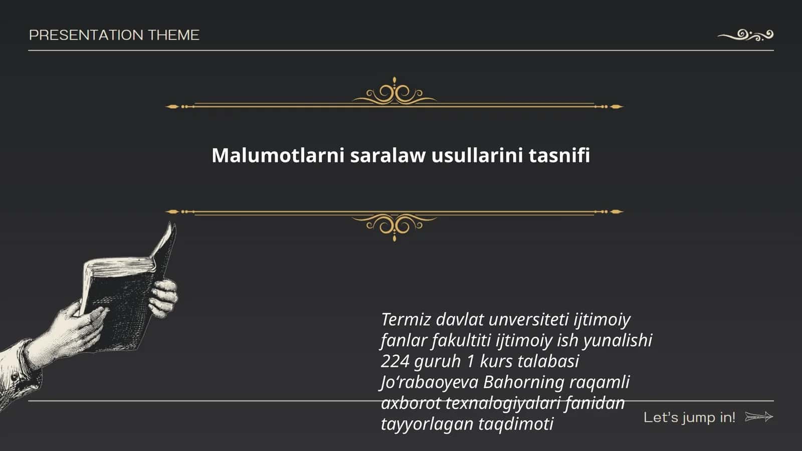 Malumotlarni saralaw usullarini tasnifi
