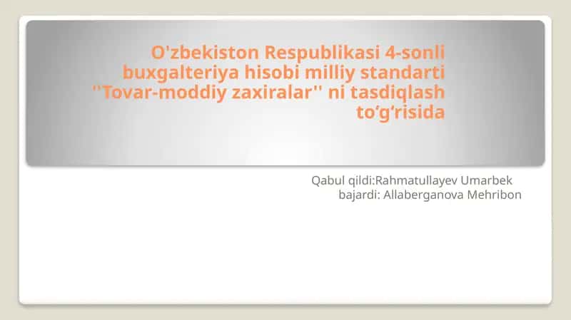 Tovar-moddiy zaxiralar