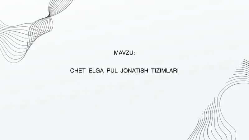 CHET ELGA PUL JONATISH TIZIMLARI