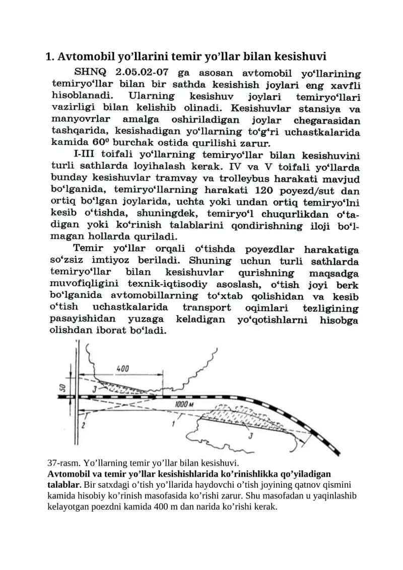 Avtomobil yo’llarini temir yo’llar bilan kesishuvi