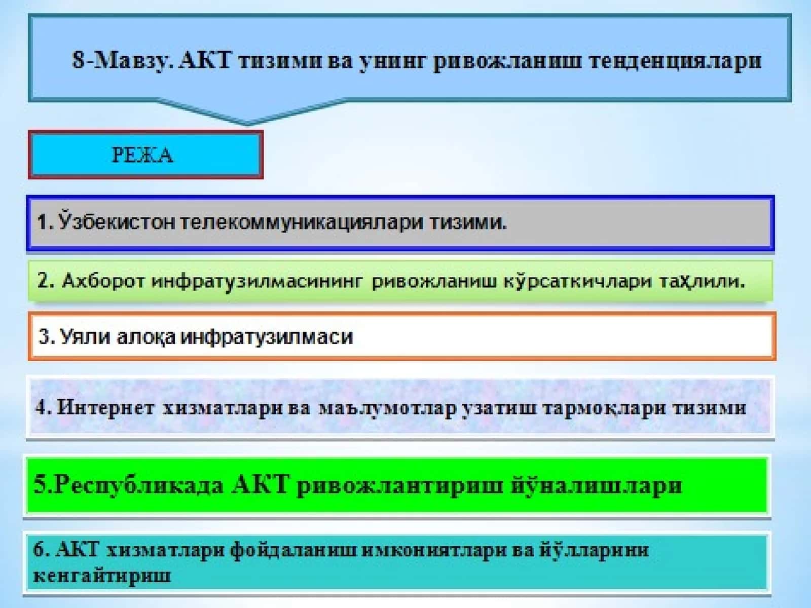 Mobil aloqa xizmatlarining o’sish darajasi