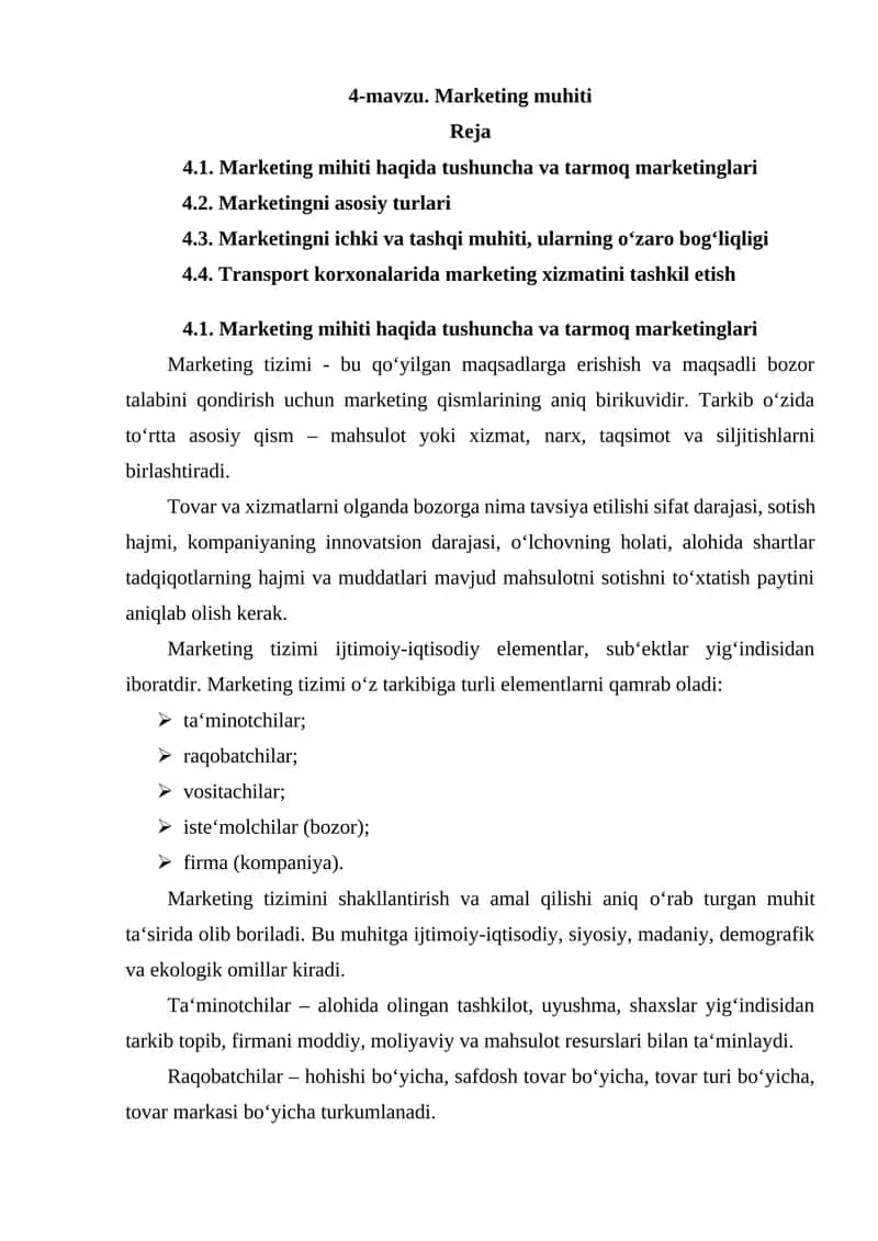 Marketing tizimi