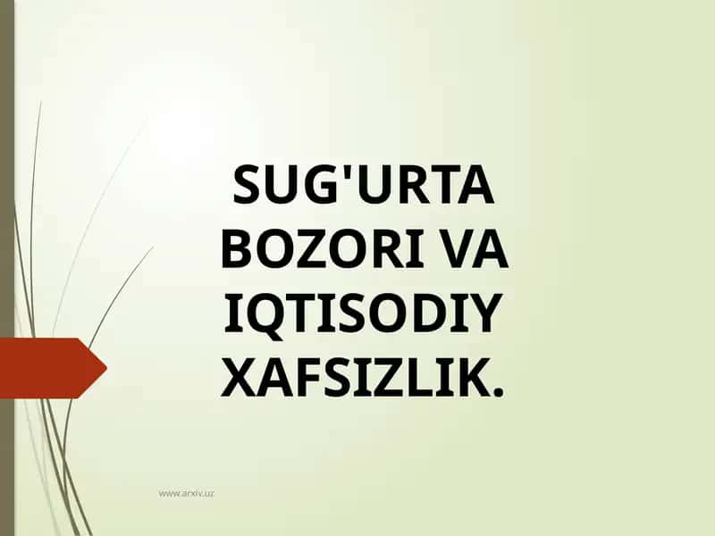 Sug'urta bozori va iqtisodiy xavfsizlik mavzusida mustaqil ish