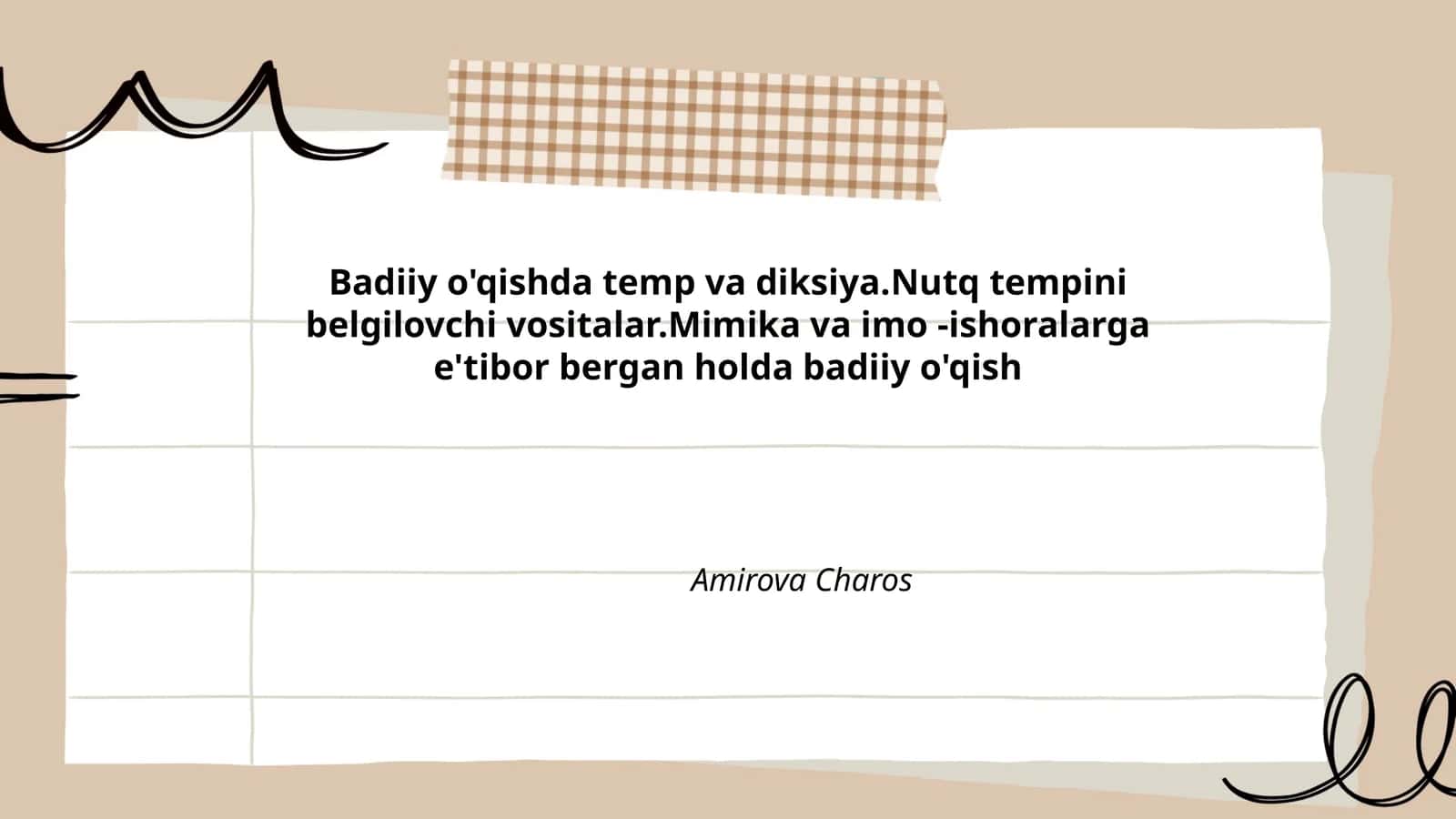 Badiiy o'qishda temp va diksiya