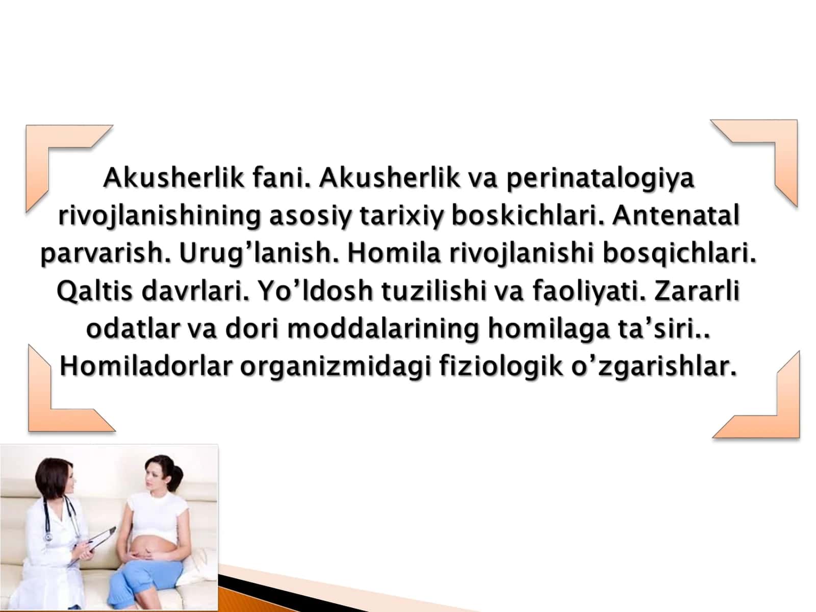 Homiladorlik erta va kechki muddatlari diagnostikasi