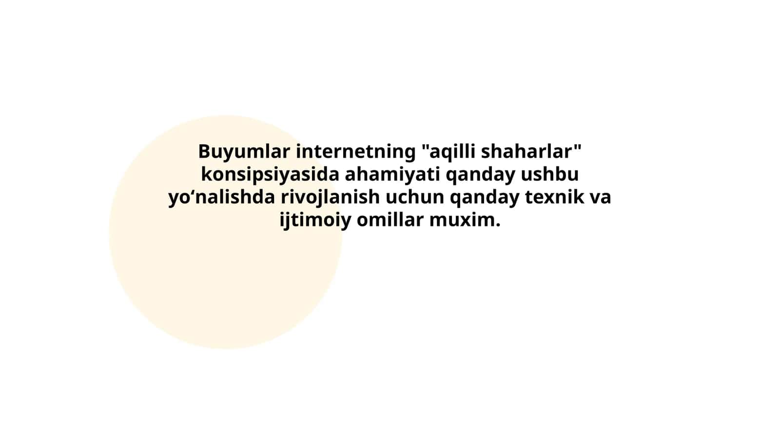 Buyumlar internet va aqlli shaharlar: umumiy ko'rinish