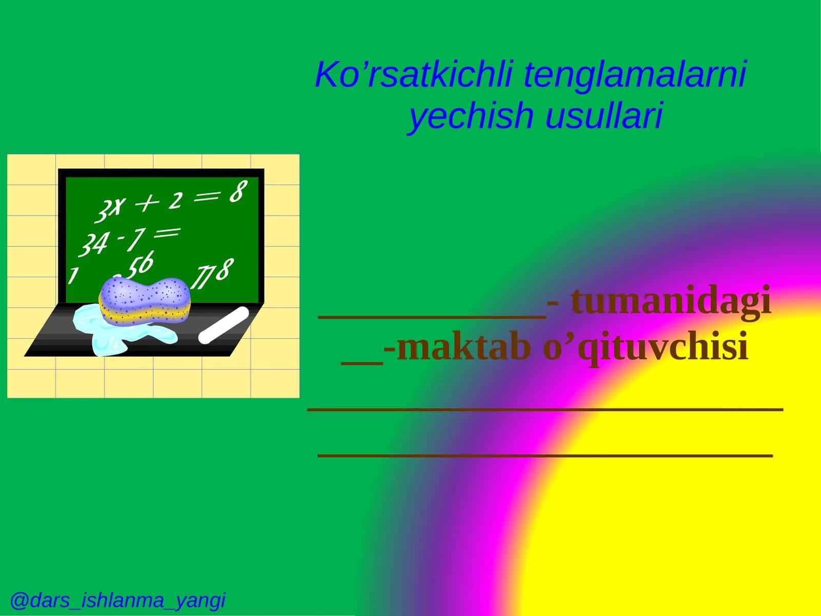 ko’rsatkichlitenglamalarni yechish usullari