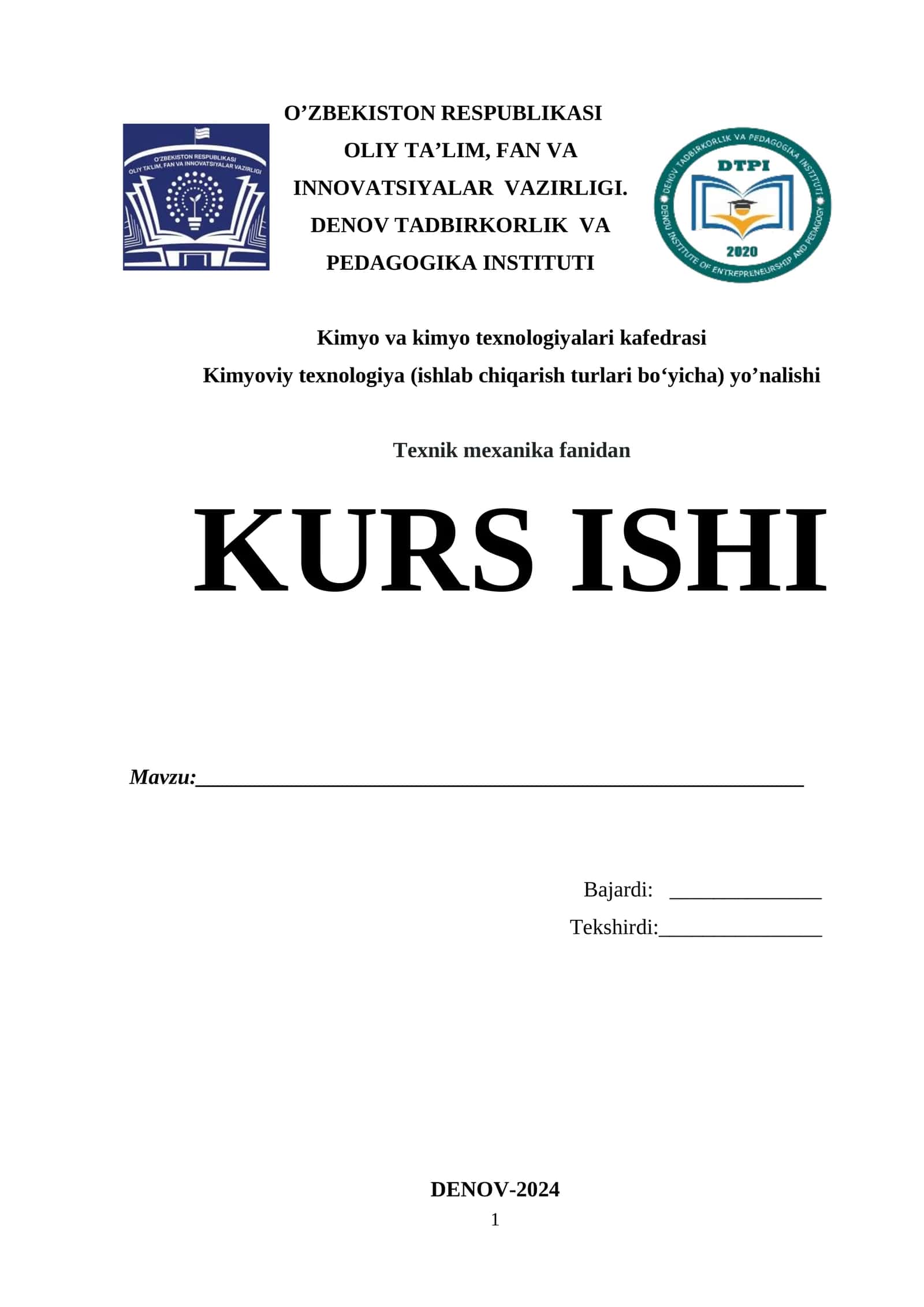 Kimyoviy texnologiya (ishlab chiqarish turlari boʻyicha)