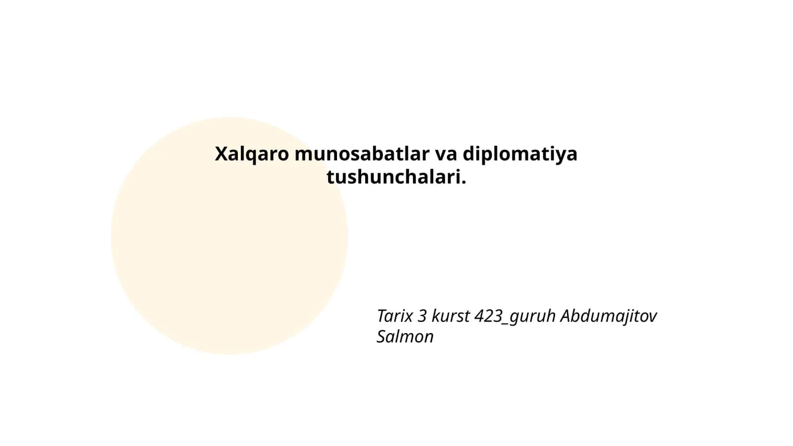 Xalqaro munosabatlar va diplomatiya tushunchalari
