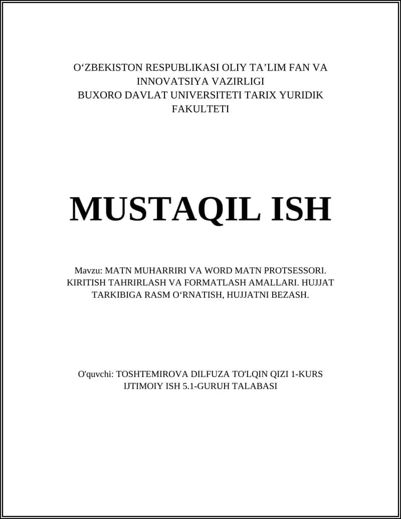 MATN MUHARRIRI VA WORD MATN PROTSESSORI