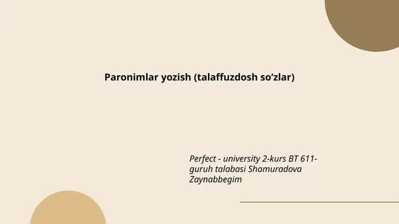 Paronimlar yozish (talaffuzdosh soʻzlar)