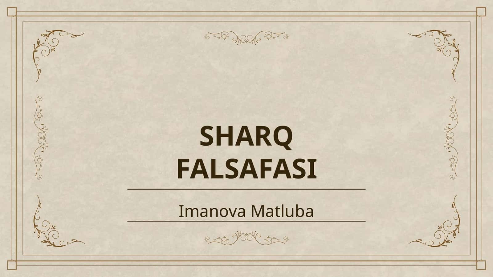 SHARQ FALSAFASI