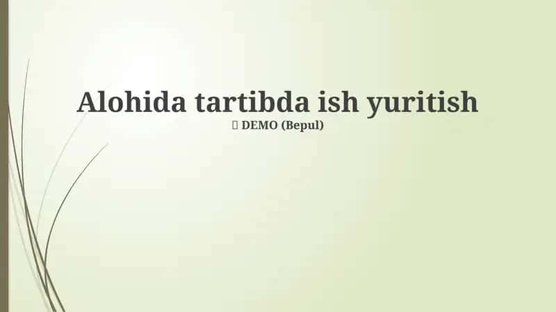 Alohida Ish Yuritish