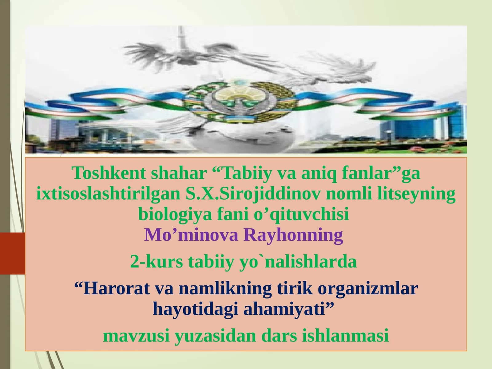 Harorat va Namlikning Tirik Organizmlar Hayotidagi Ahmiyati
