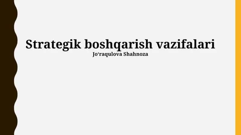 Strategik boshqarish vazifalari